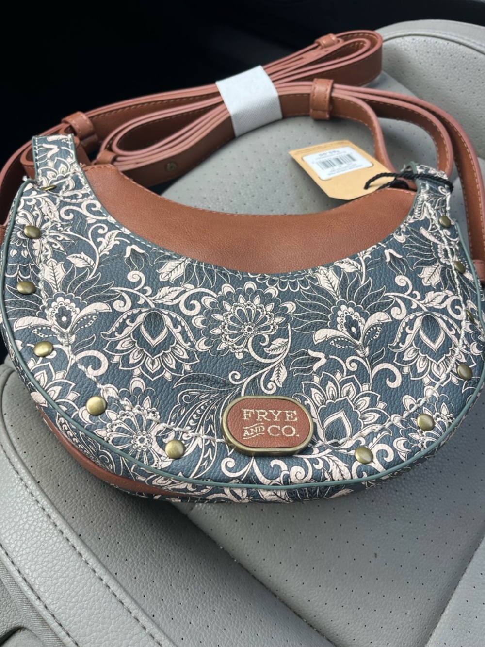 Frye & Co Blake Crossbody Bag in Blue/Cream Floral